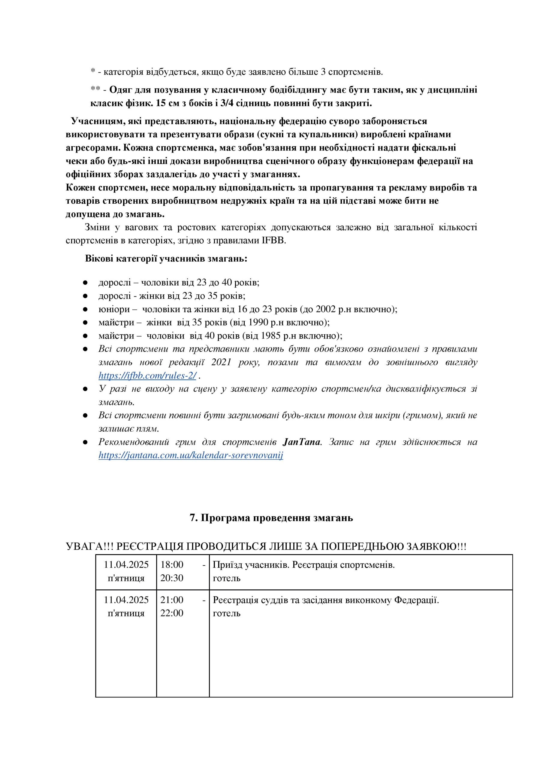 ПОЛОЖЕННЯ ПРО ПРОВЕДЕННЯ ЧЕМПІОНАТУ УКРАЇНИ З БОДІБІЛДИНГУ ТА ФІТНЕСУ-2025