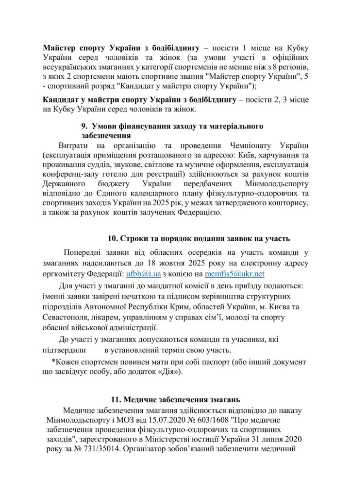 Положення про проведення Кубку України з бодібілдингу